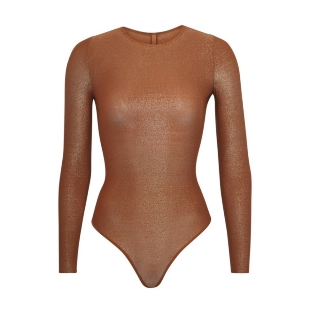 SKIMS Shimmering Copper Long Sleeve Bodysuit